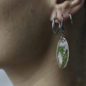 Pendientes Hoja Encapsulada – Arcilla Artesanal
