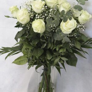 🤍 Ramo de Docena de Rosas Blancas. Condolencias